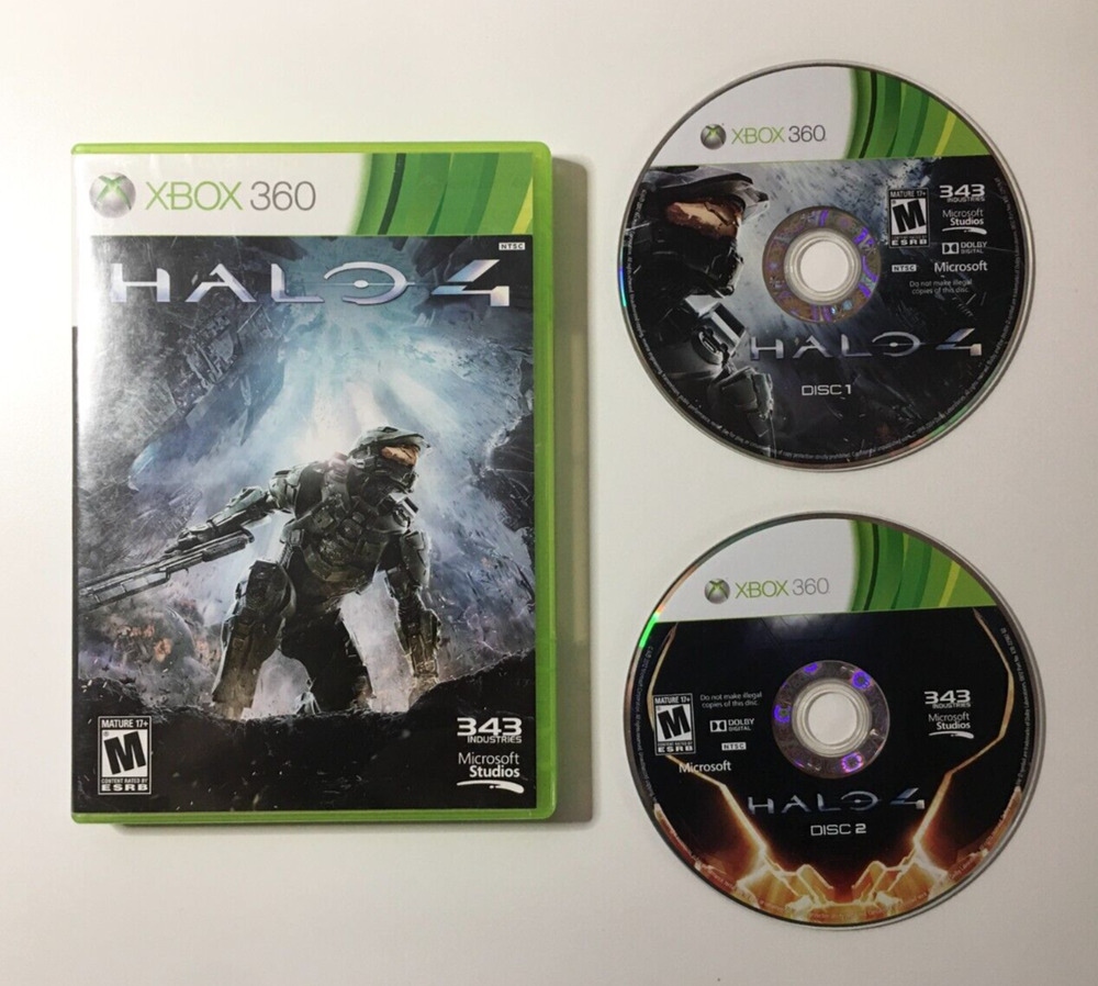 Halo 4 (Microsoft Xbox 360, 2012) 343 Industries - Box & 2 Discs, No Manual
